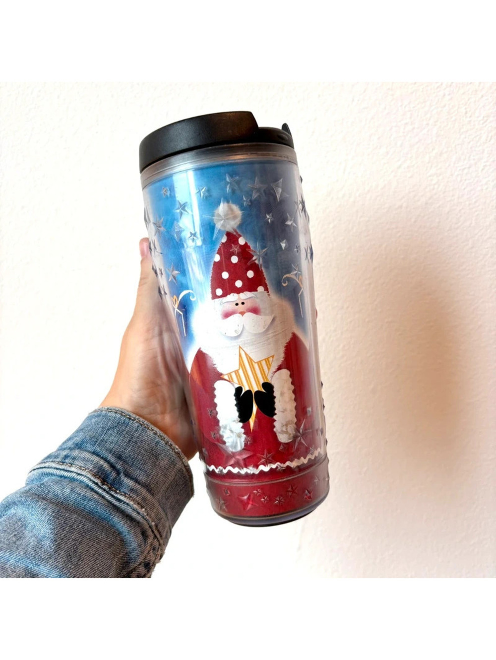 2003 Starbucks Barista Christmas Santa 16-Ounce Travel Tumbler, Coffee Mug